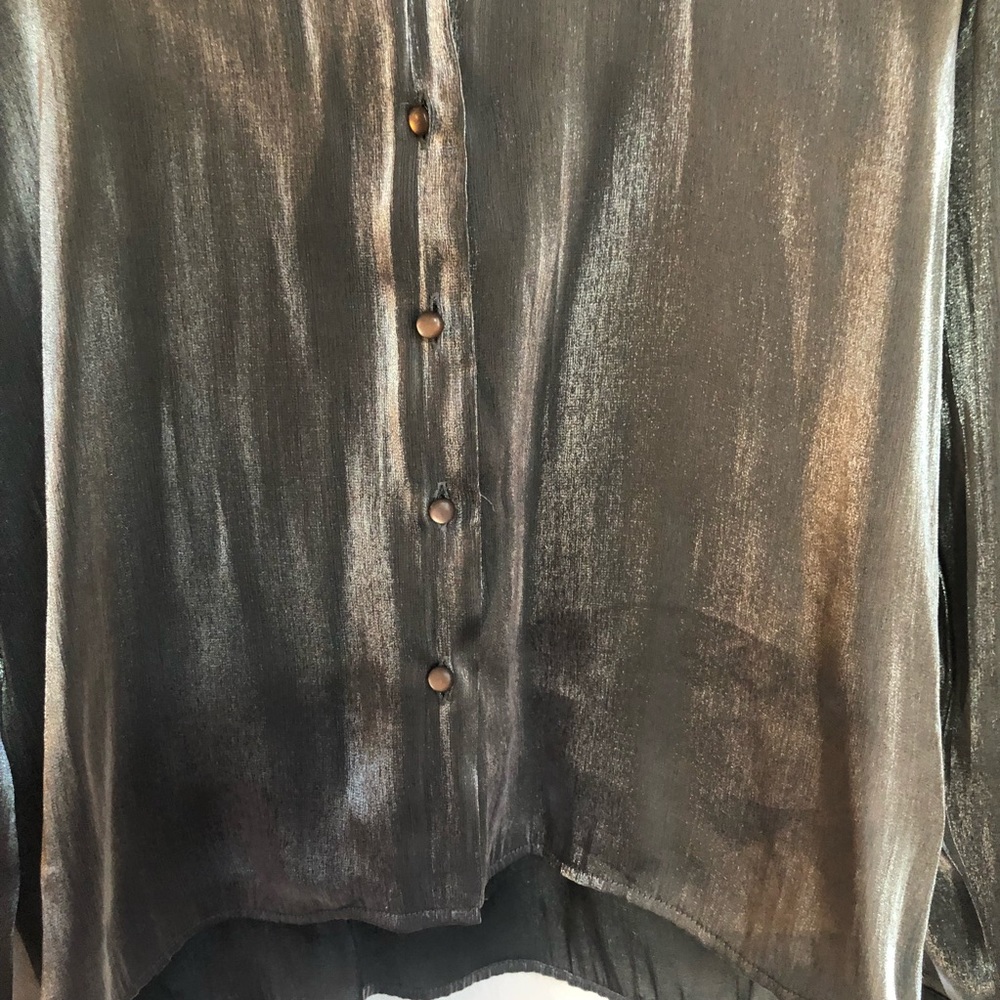 Joan Leslie 14 P silver  button up blouse - Picture 5 of 5